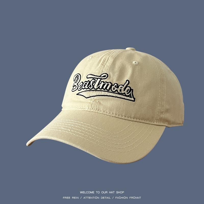 Original self-made letter embroidered soft-top baseball cap men's and women's four-season versatile soft-top cap showing a small face
