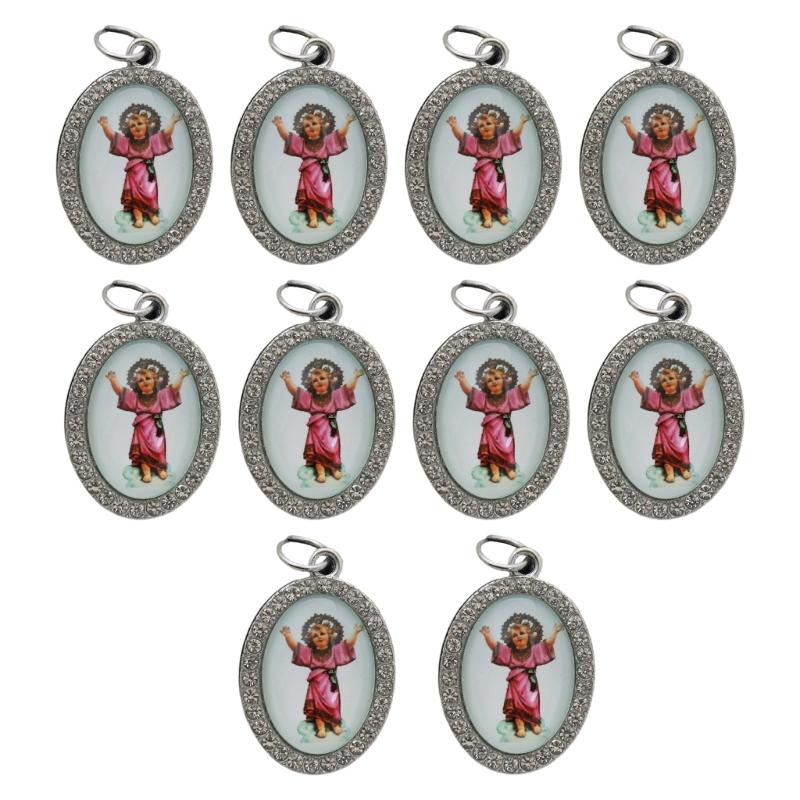 10Pcs Oval Shaped Figure Metal Rhinestones Pendant Charm for Chokers Necklaces Keychains DIY Jewelry Making