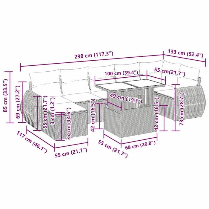 VidaXL Salon de jardin 8 pcs avec coussins gris clair résine tressée 3326683