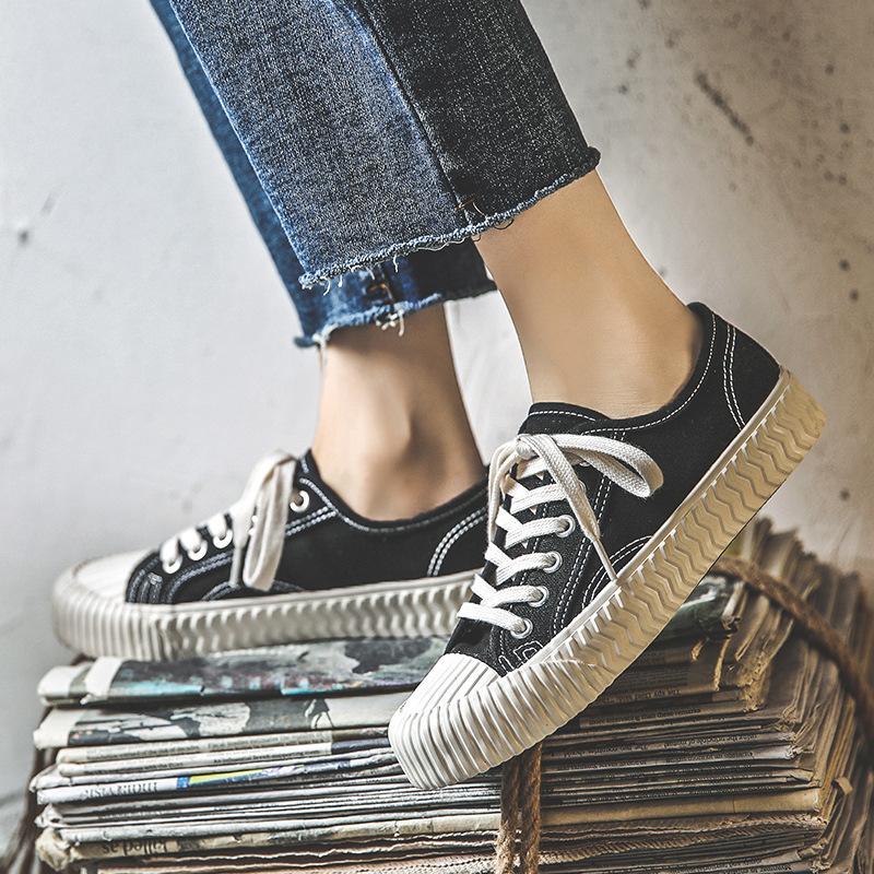 Fashion Women's Vulcanized Casual Sneakers Low Cut Student Fashion Ins Trendy Flat Canvas Shoes All Season Versatile