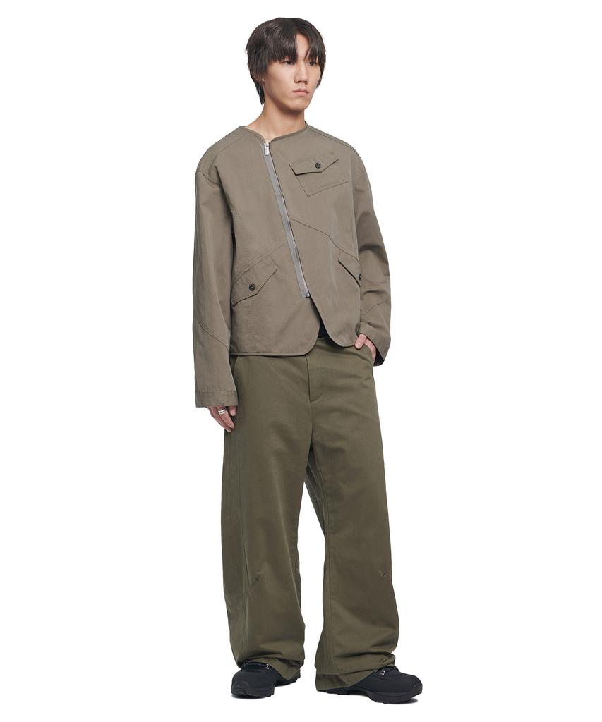 Nomaenyueol Tilted Side Line Pants - Washed Khaki