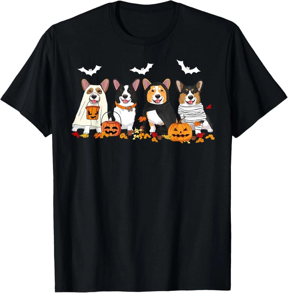 Cute Corgi Dogs Ghost Mummy Witch Spooky Halloween Boo T- Shirt