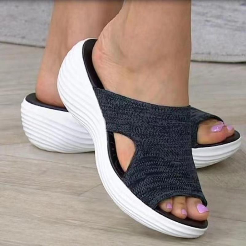 Sandali da Donna Forza Elastica Scarpe Estive con Tacco Basso Sandali Estivi Ciabattine da Donna Leggere Slip-on Sandali con Tacco Femminili