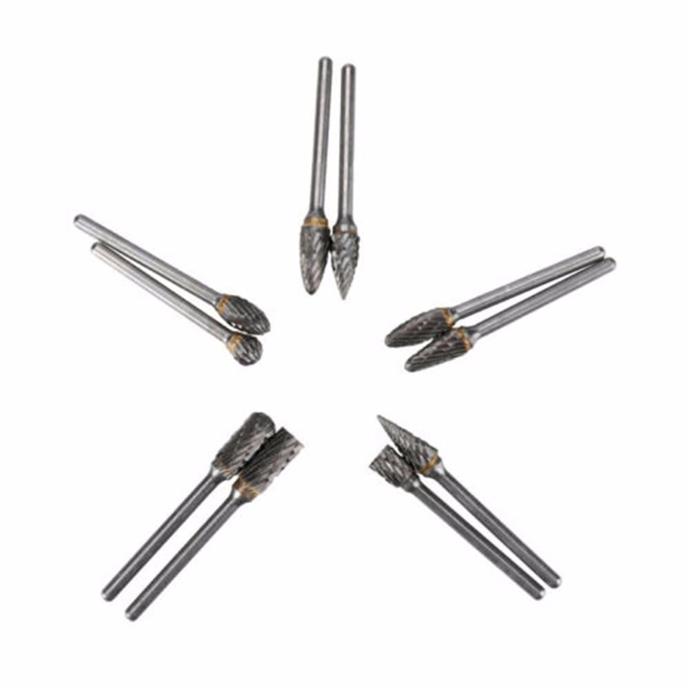 10pcs Tungsten Head Carbide Burrs For Rotary Drill Grinder Carving Bit New