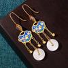 Cloisonné Enamel Gold-Plated Ruyi Tassel Earrings Recommended by Xiaohongshu Blogger