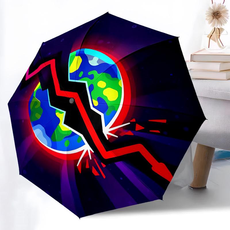

1pc Earth Print Automatic Open/Close Umbrella - Compact Travel Umbrella, Gift for Birthday, Holiday yy260106059