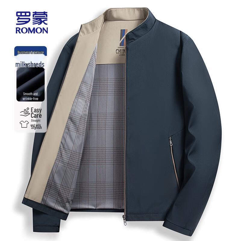 ROMON Men's Milk Silk Stand Collar Jacket