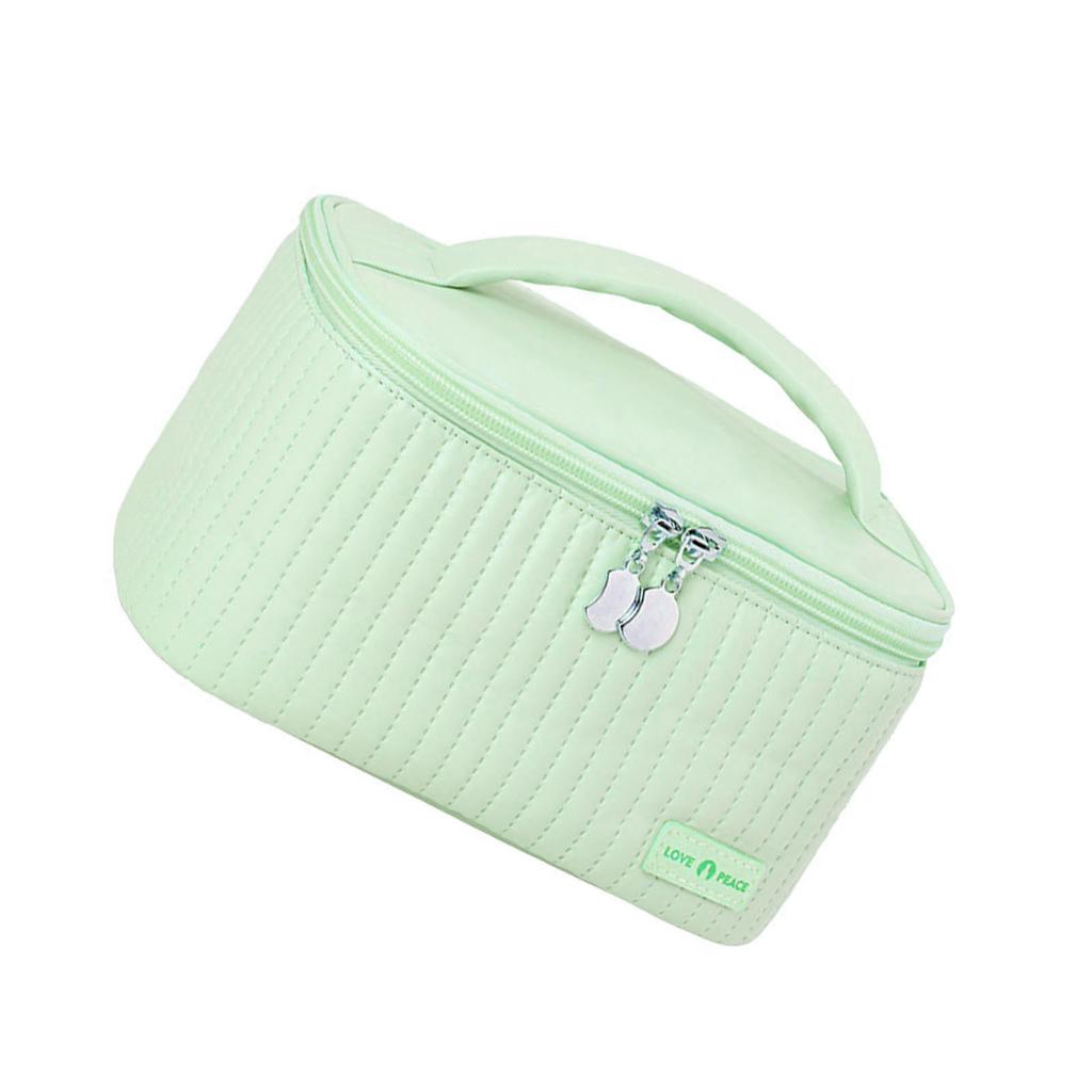 PU Coperchio Apribile Forma Torta Borsa Trucco Borsa Porta Cosmetici Colore Tenue Portatile Borsa Trucco Verde Chiaro