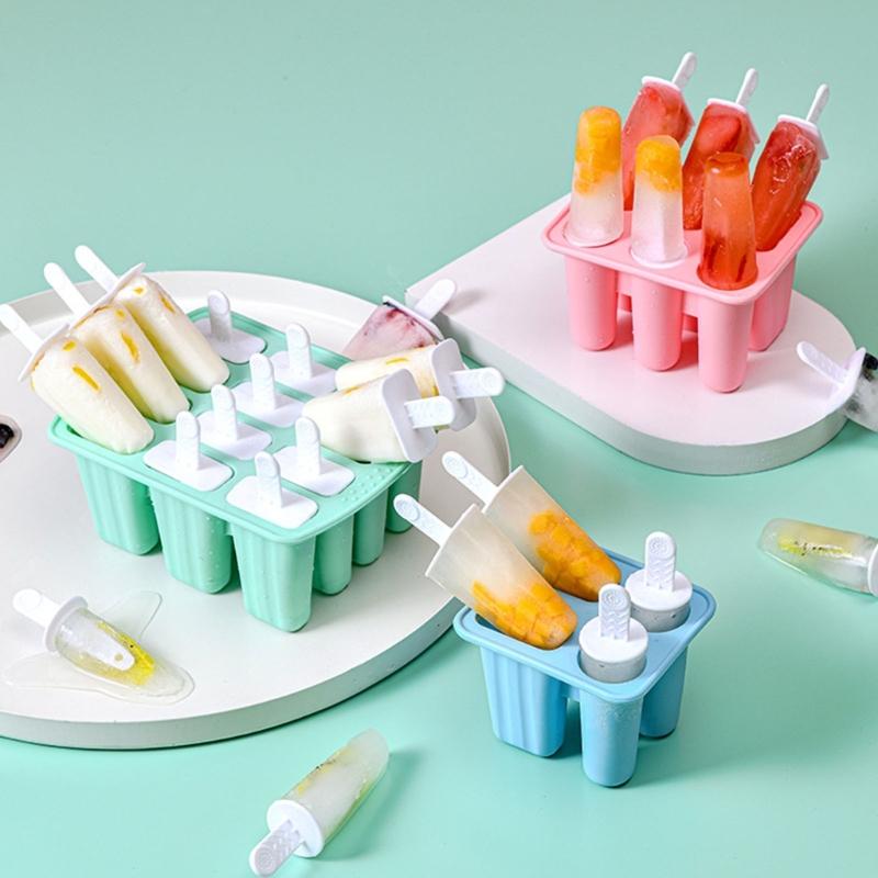 Safe Silicone Ice Lolly Maker With Detachable Stick Creative 6 Compartments Popsicles Tray Ice Cream Making Molds