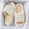 Linen thick-soled slippers women's spring and autumn four seasons indoor household cotton and linen home non-slip summer male couple