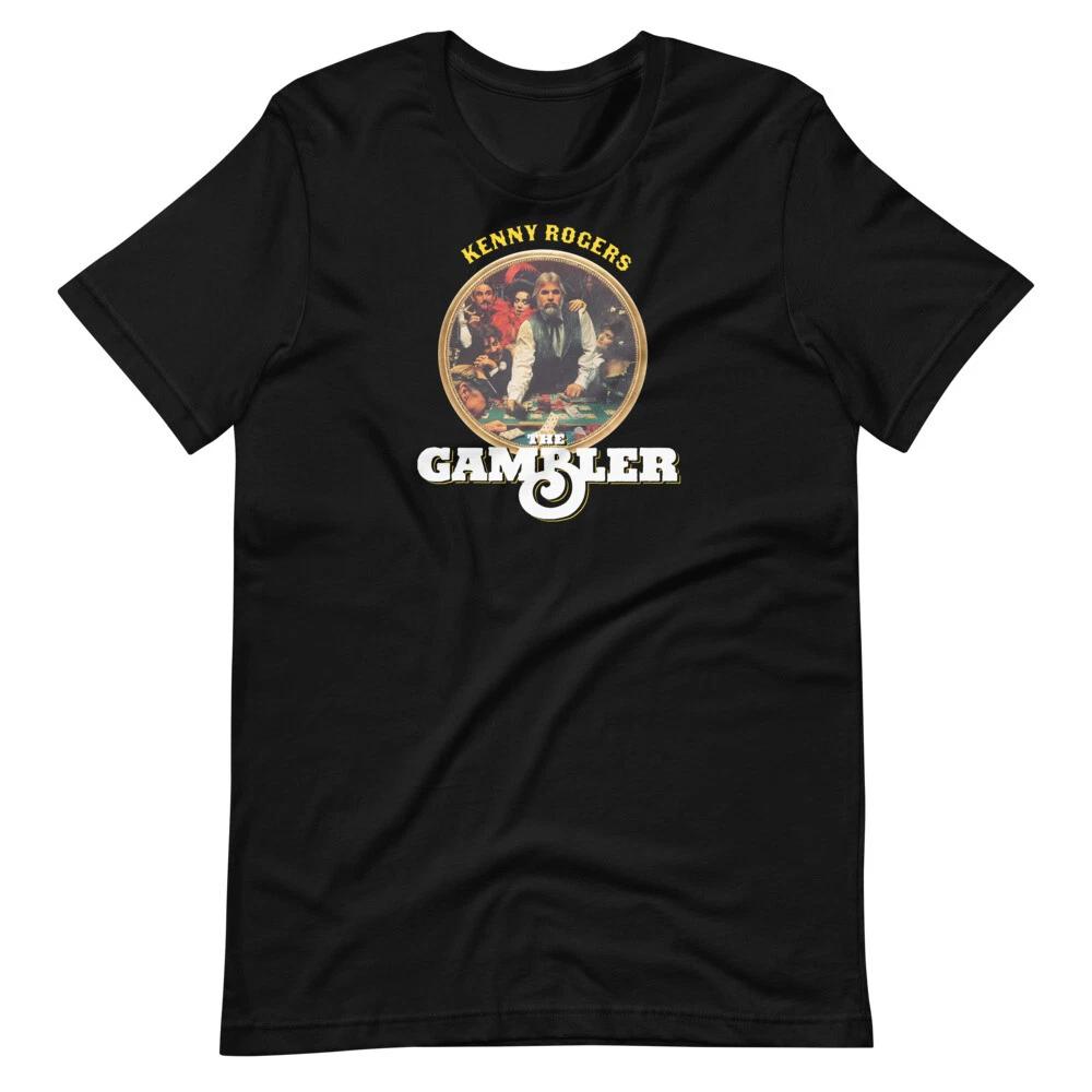 Kenny Rogers THE GAMBLER Fan Art Black Tee Short-Sleeve Unisex 100% Cotton T-shirt Mens Tees Top L