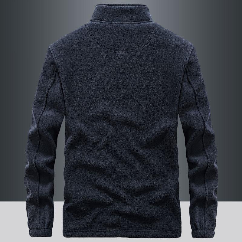 Men's Thick Fleece-Lined Stand-Up Collar Cardigan: Trendy, Warm Autumn/Winter Long-Sleeve Jacket