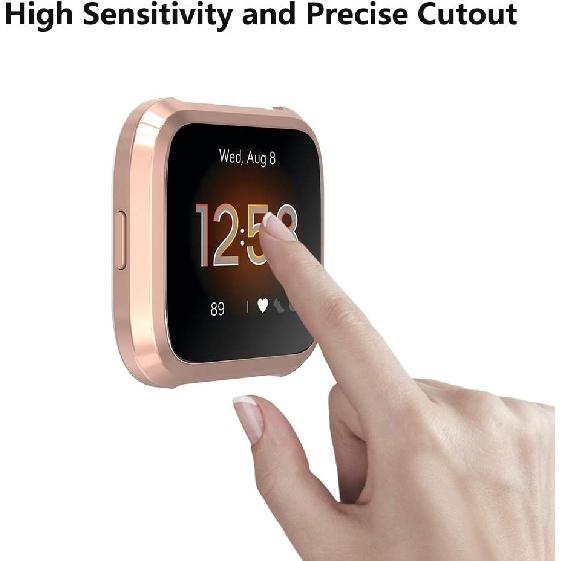 

[4-Pack Screen Protector Case Compatible with Fit bit Versa Lite Edition, Ultra Slim Soft Full Cover Case (NOT Replacement for Fit bit Versa) -