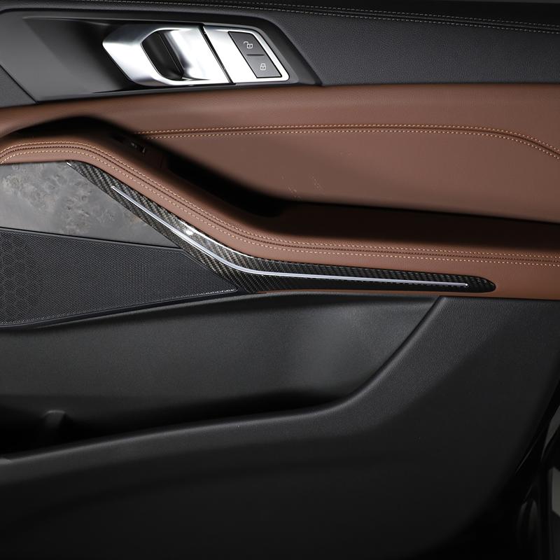 For BMW X5 G05 X7 G07 2019-2026 Real Carbon Fiber Car Interior Door Armrest Ambient Light Decorative Sticker Car Accessories