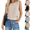 2026 European Women's Casual Solid Color Sleeveless Vest with Gathered Hem.