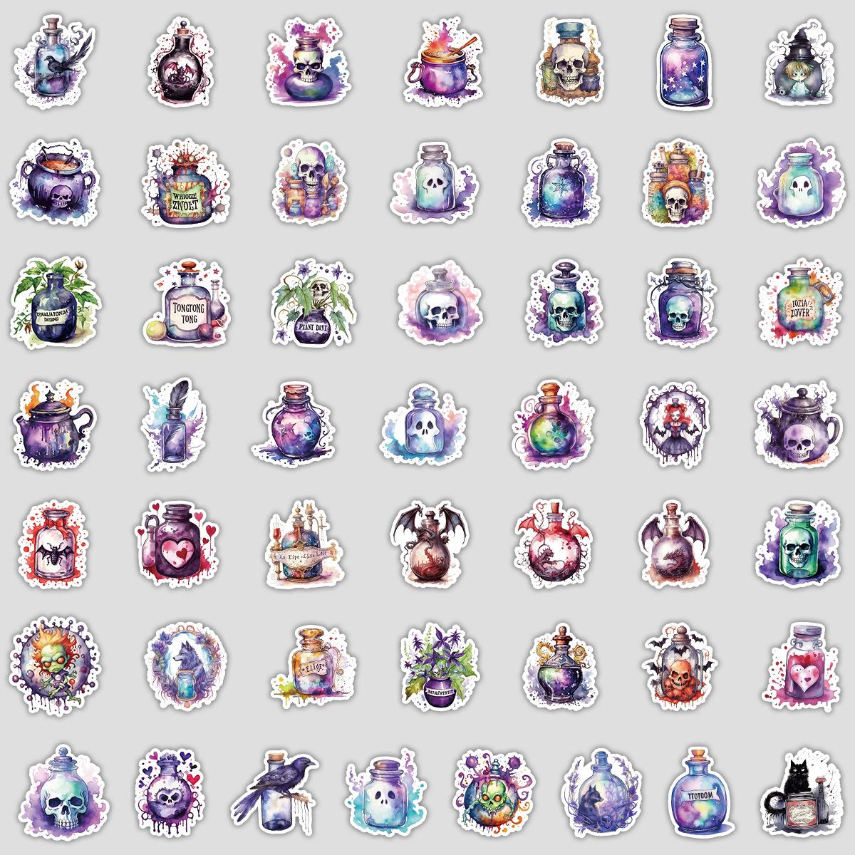 

50 Волшебных наклеек-граффити с магическими зельями, Водонепроницаемые декоративные наклейки для мобильного телефона, компьютера, Креативные наклейки для канцелярских товаров