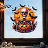 Waterproof Holiday Glass Stickers Halloween Static Window Clings Watercolor Pumpkin Ghost Skull Decals No Spooky Decals for Party Glue Living