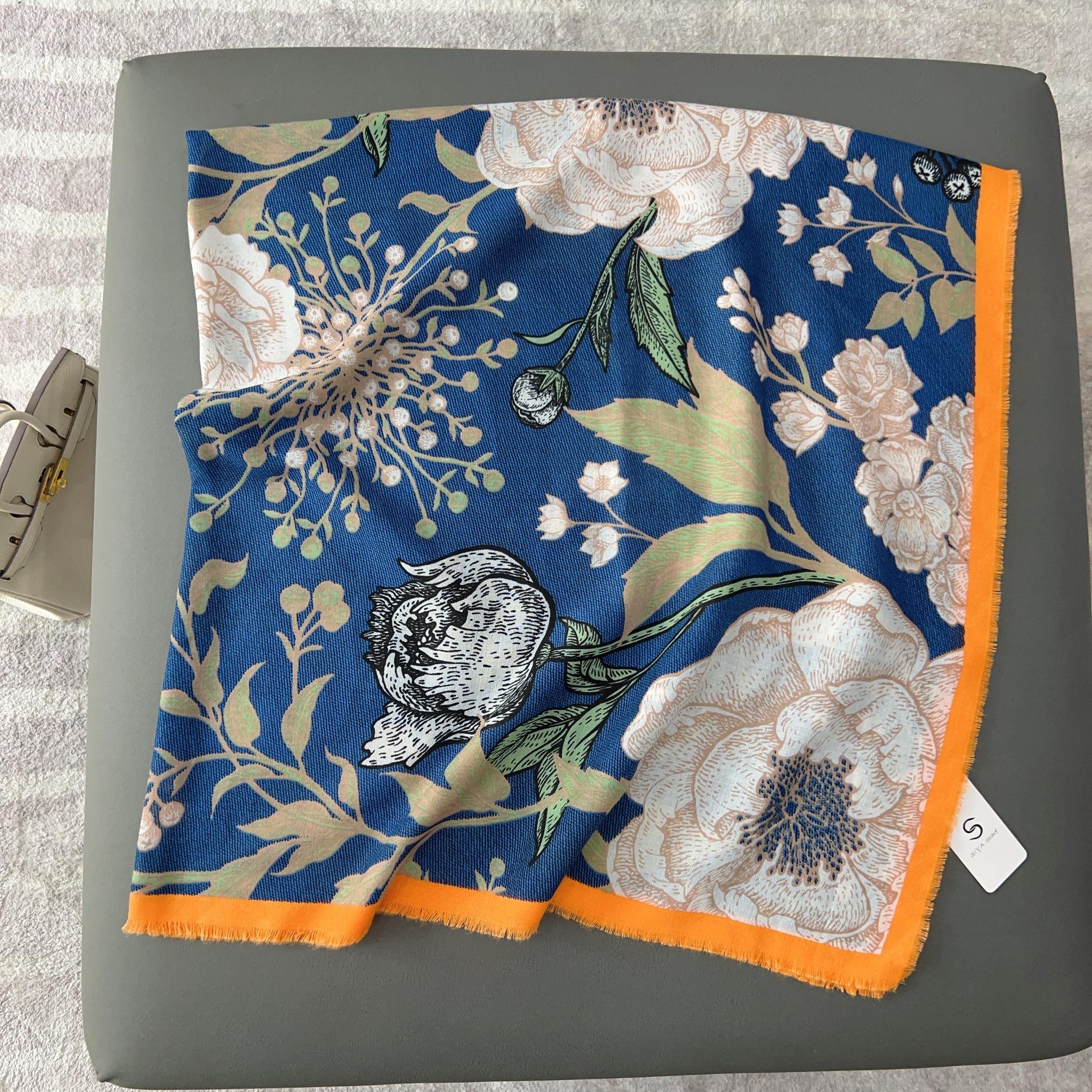 

Autumn and winter new loose beard printing large square scarf high-end temperament decorative shawl warm fashion scarf beach towel 130*130cm