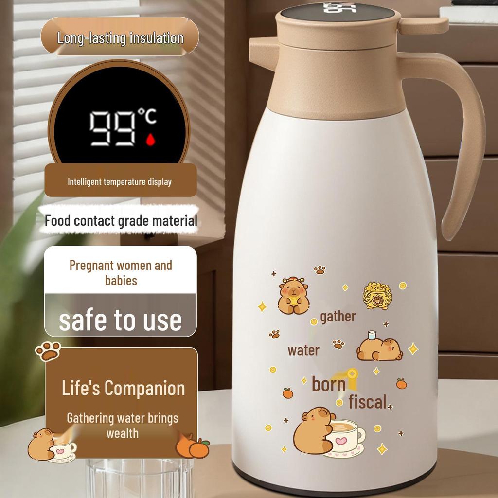 Large Capacity Insulated Thermos Flask with Glass Liner for Home & Office Use