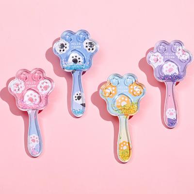 Mini Cat Claw Shaped Plastic Comb Transparent Sequins Cartoon Airbag Comb Cute Girly Comb Head Care Gift for