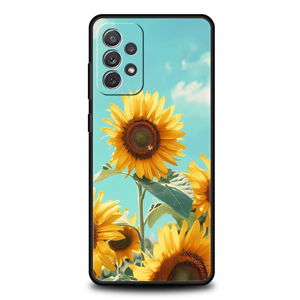 Yellow Sunflower Phone Case For Samsung Galaxy A17 A07 A55 A35 A25 A15 A05 A33 5G A31 A23 A21s A13 A41 A73 A53 A51 A71 A03 Cover