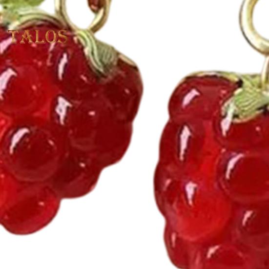 1 Pair Women Earrings Raspberry Artificial Crystal Tassel Hanging Earrings Fruit Hook Earrings Prom Party Dating Ear Jewelry