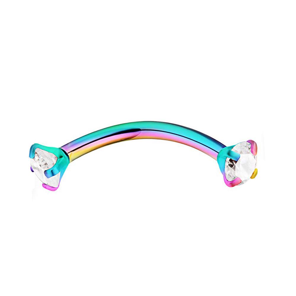 1 Stück Stahl Kristall Edelstein Augenbrauenring Tragus Helix Rook Ohrring Piercings Gebogener Bananenpiercing Lippen Helix Ringe Schmuck 16G