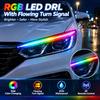 Car LED Daytime Running Light Strip RGB Flowing Turn Signal 12V Adhesive Mount Kit