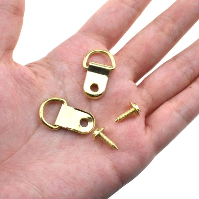 100 Pezzi Ganci per Quadri Robusti Set Filo per Telaio Nichelato con Viti Gancio per Telaio Staffe a Muro per Decorazioni Murali