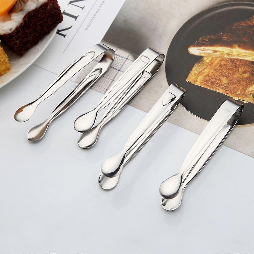 2pcs Stainless Steel Coffee Sugar Tongs BBQ Grill Tongs Kitchen Tools