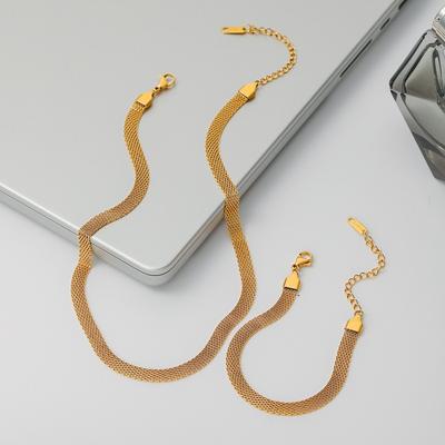 18K Gold Plated High End Stainless Steel Mesh Band Watch Strap Statement Trendy Minimalist Water Proof Choker Necklace Bracelet
