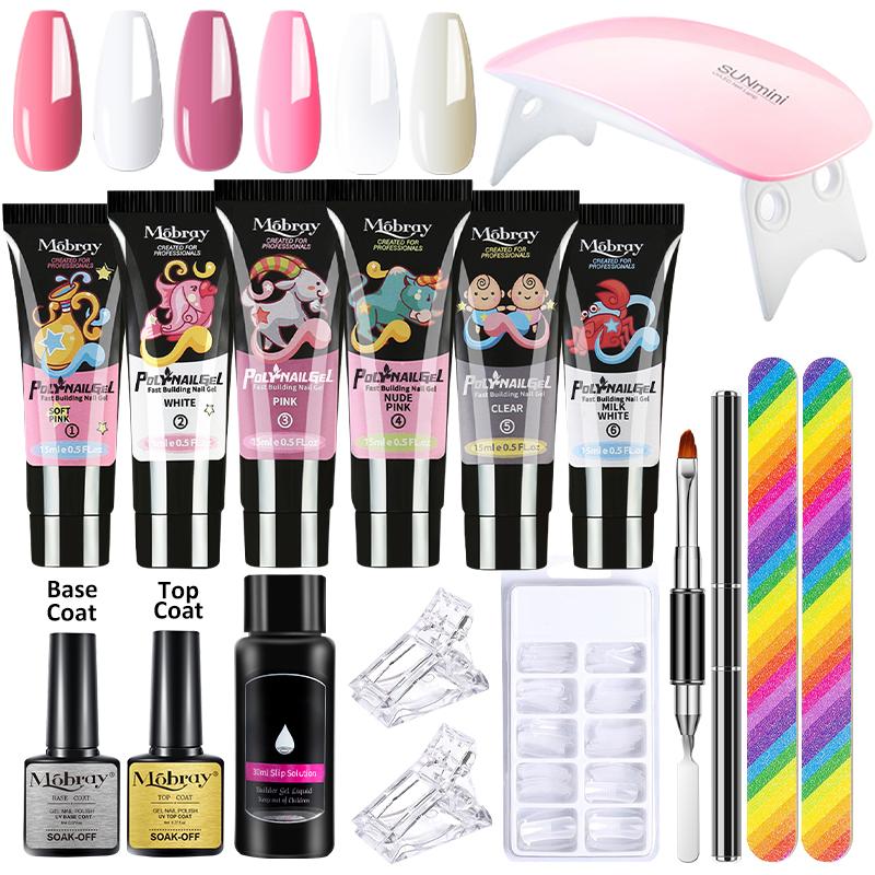 Mobray Poly Nagel Gel Set Набор для маникюра Gel Häutchen Pusher Finger Erweitern Mold Nagel Kit Alle Für Schnelle Erweiterung Набор для маникюра