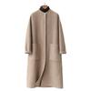 Women's Long Double-Faced Wool Coat: Round Neck, Slim Fit, 30% Cashmere, High-End Spring/Autumn Style