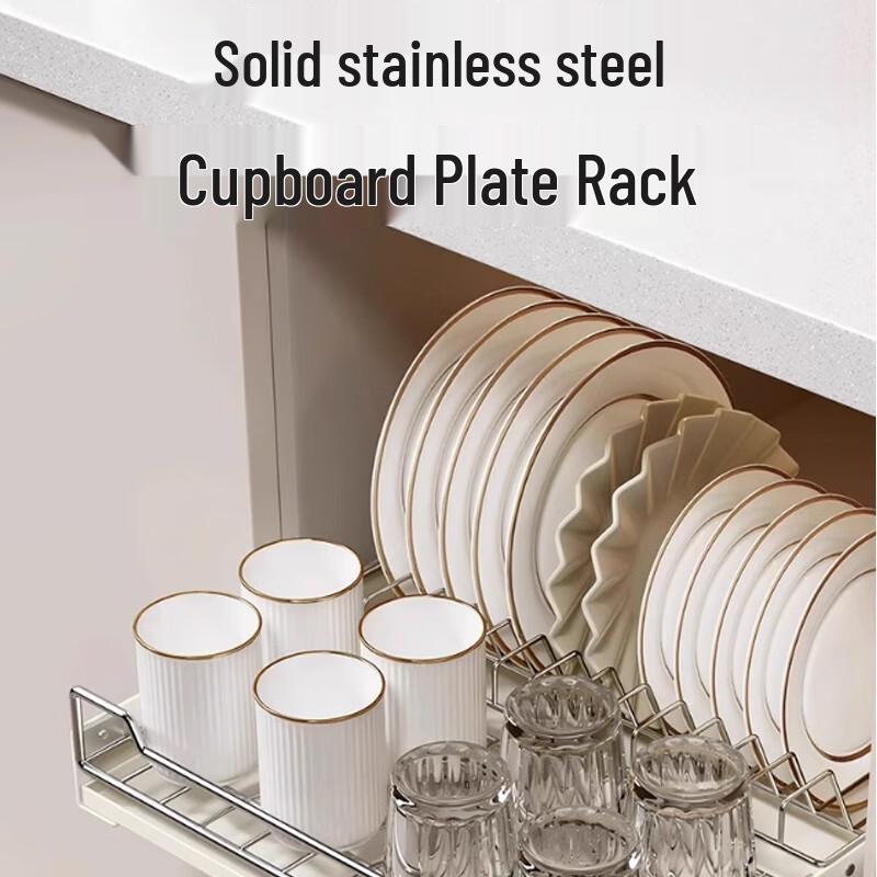 Stainless Steel Pull-Out Cabinet Dish & Plate Rack