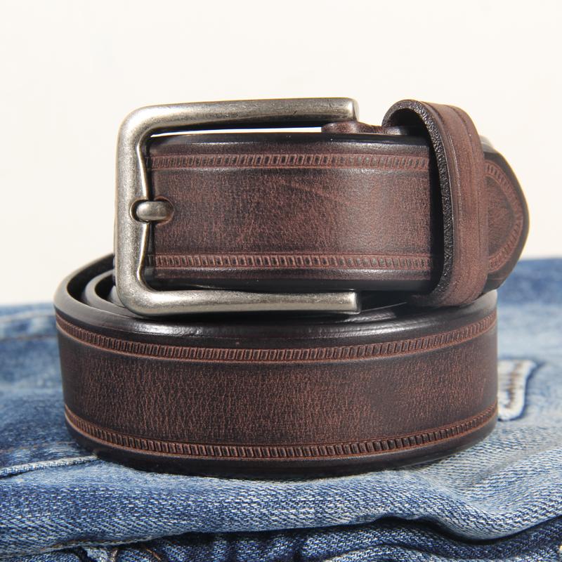 Genuine High Quality Leather Belt Men Luxury Vintage Aged Alloy Pin Buckle Design Belts Brand Strap for Jeans Designer Strap