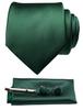 [JEMYGINS] Men's Tie, Dark Green, with Pin, Cufflinks, Pocket Square. Suitable for Business, Job Hunting, Weddings, Entrance Ceremonies, Graduation