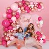 132Pcs Pink Rose Gold Latex Balloon Set Suitable for Birthday Parties, Weddings, Valentine's Day Party Decoration