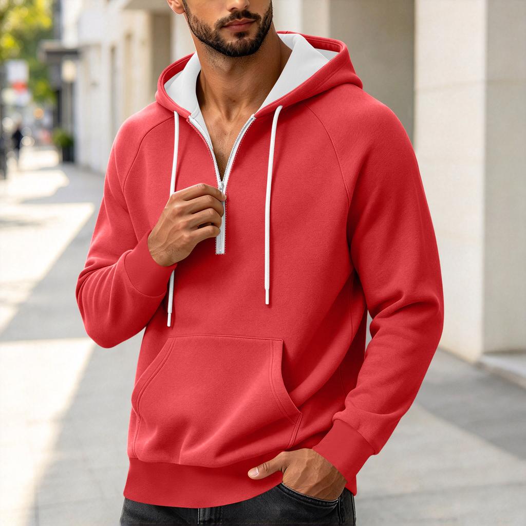 Herren Color Zip-Up Hoodie, Lässiges lockeres Langarm-Sweatshirt für Frühling und Herbst