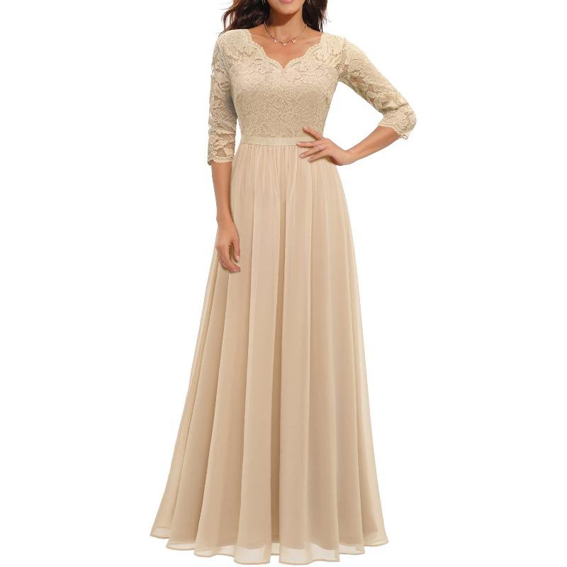 Color code new European and American hot-selling dresses lace splicing long waist noble dress dresses