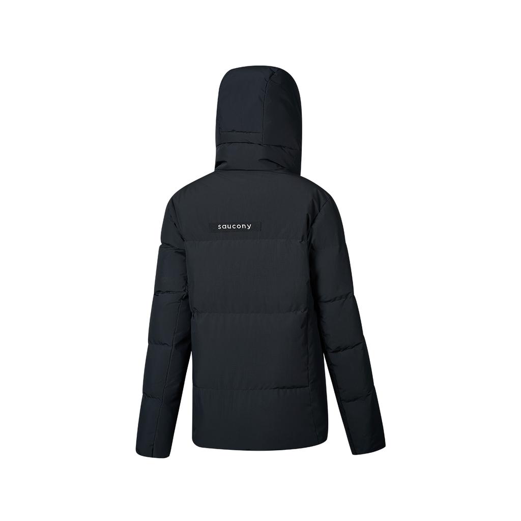 Saucony Mid-Length Hooded Zipper Solid Color Long Sleeve Down Jacket Women outerwear Black SC1240186AL-BK01