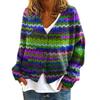 YNN-VK01 V-Neck Printed Cardigan Sweater with 3 Buttons - New Arrival