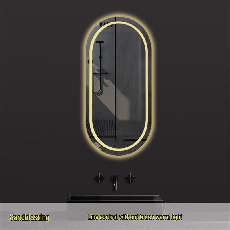 Oval LED Smart Vanity Mirror, Anti-Fog, Wall-Mounted for Bathroom Use.