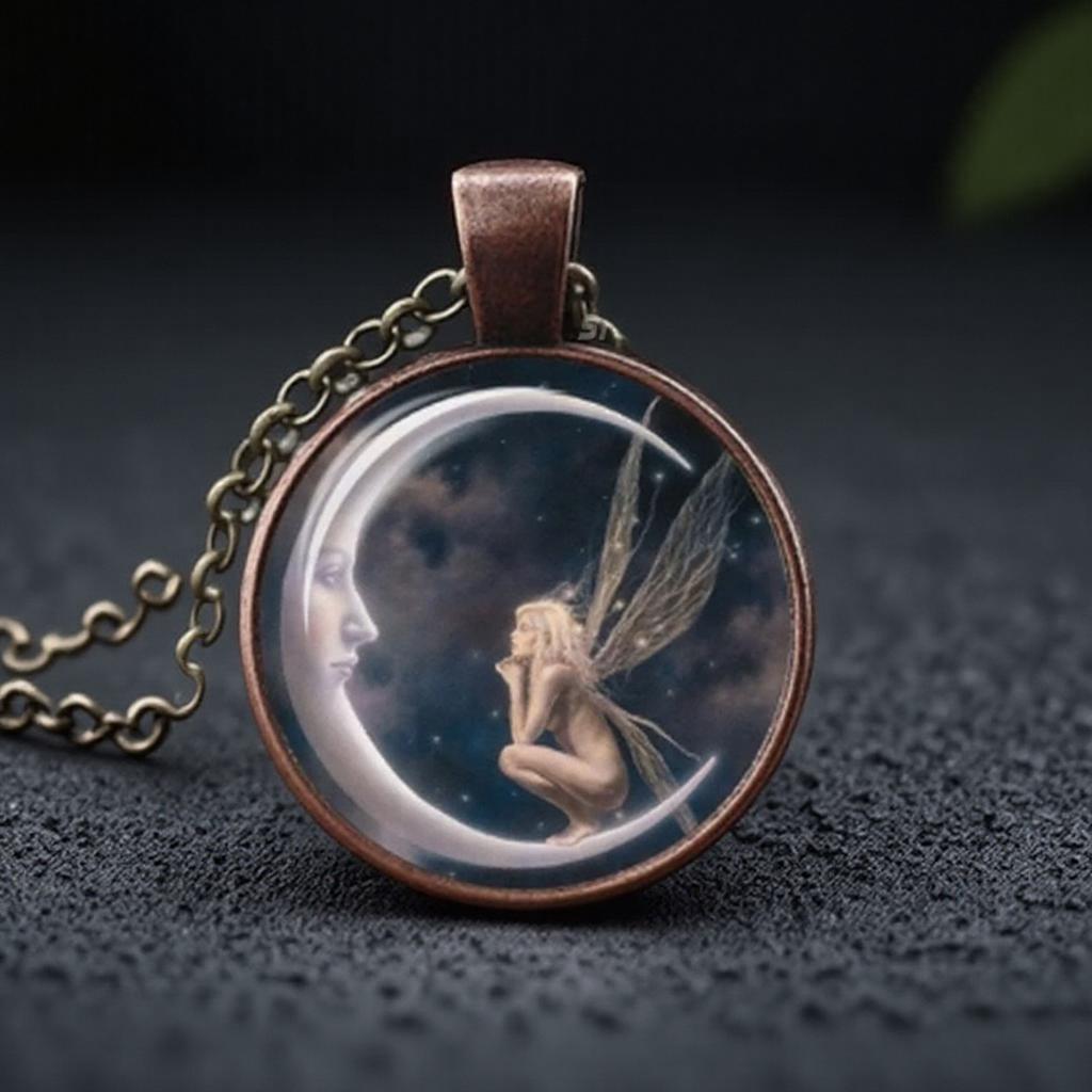 Women Tibetan Silver Art Photo Pendant Necklace Fashion Cabochon Glass Bead Chain Jewelry Trend