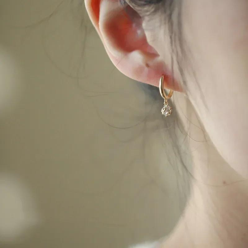 925 Silver Needle Crystal Zircon Golden Round Earrings Geometric Flower Rhinestones Hoop Classic Earrings Jewelry Party Gifts