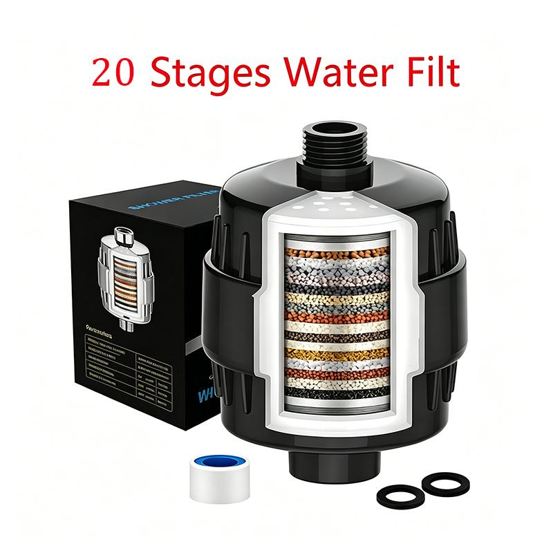 20 Level Shower Head Pre-shower Filter Large Flow to Remove Residual Chlorine Skin Care Shower Water Purifier