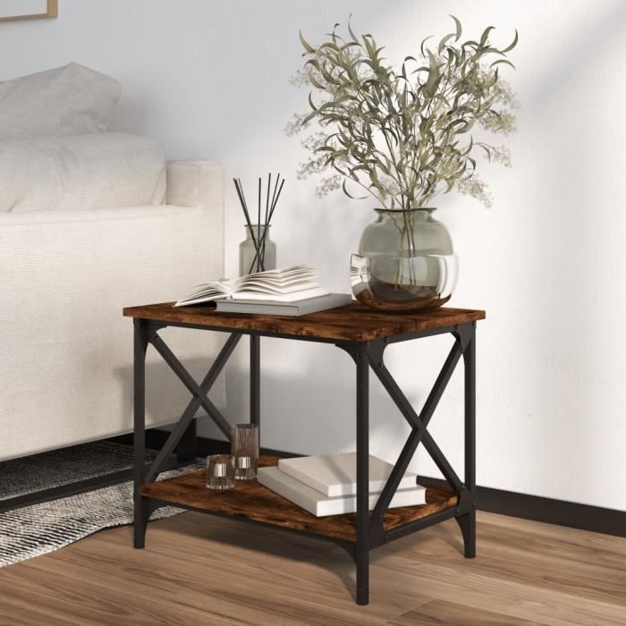 823329 vidaXL Table d'appoint Chêne fumé 55x38x45 cm Bois d'ingénierie