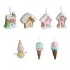 Christmas Tree Hanging Pendant Ice Cream/Cottage/Snowman/Horse Ornament for Holidays Home Decoration Party Supplies