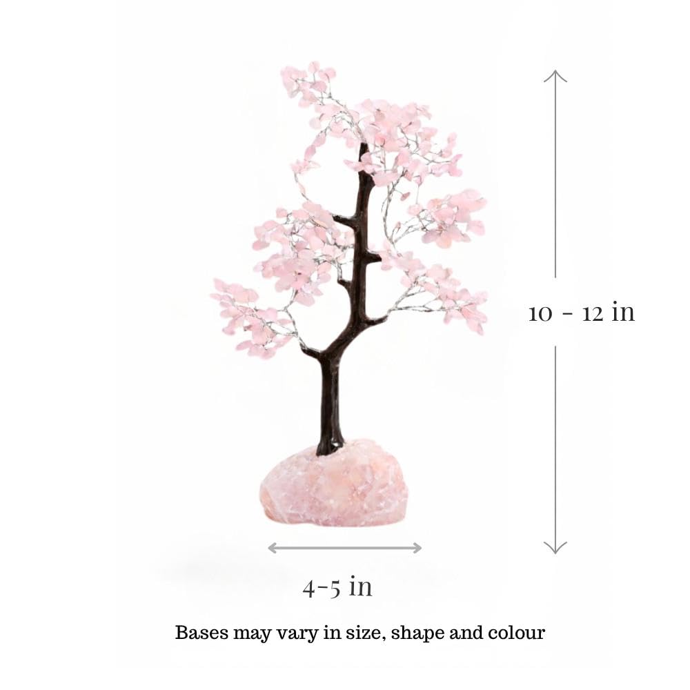 Vederra Certified Rose Quartz Crystal Tree |10-12 inch(300 Beads) with lab Certificate|Natural Stone Tree|Feng Shui & Vastu Home Decor|Gemstone T