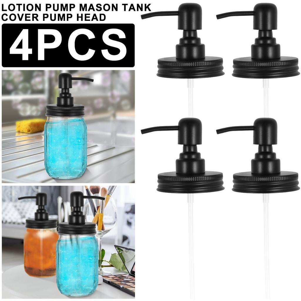 4Pcs Mason Jar Soap Dispenser Lids with Pumps 304 Stainless Steel Lotion Dispenser Lids Lotion Pump Dispenser Lids for Mason Jar