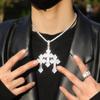 Retro Cross Pendant Men's Necklace with Copper Ladder Square Zirconium